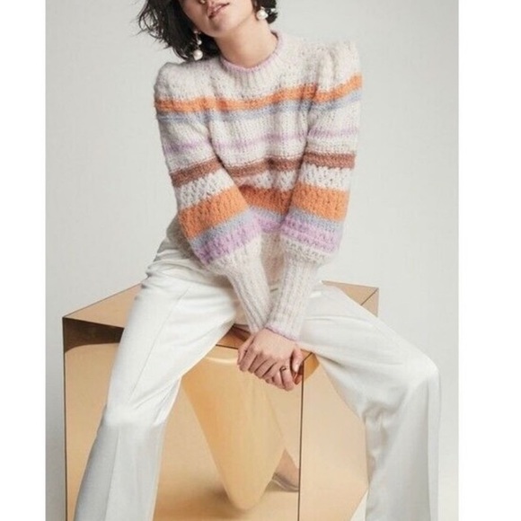 Rebecca Taylor Sweaters - Rebecca Taylor Alpaca Blend Fluffy Striped Pullover Sweater 986 Multi Combo